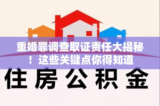 宣州重婚罪调查取证责任大揭秘！这些关键点你得知道