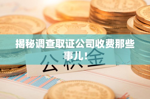 宣州揭秘调查取证公司收费那些事儿！