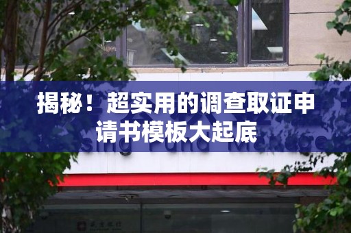 宣州揭秘！超实用的调查取证申请书模板大起底