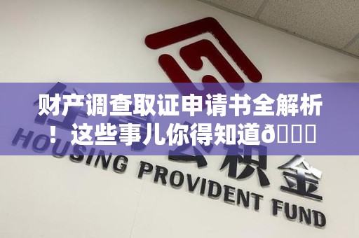 宣州财产调查取证申请书全解析！这些事儿你得知道😎